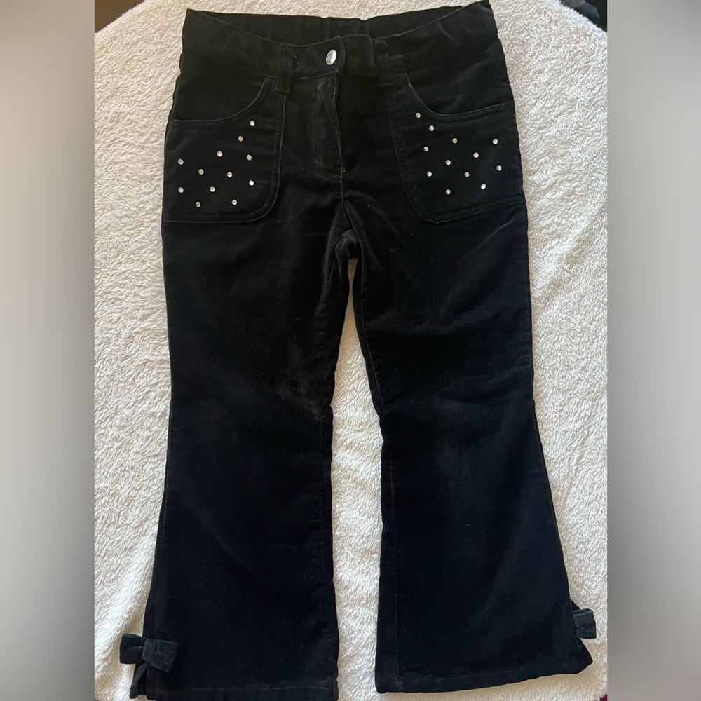 Gymboree Girls Black Velvet Pants With Embellished Pockets